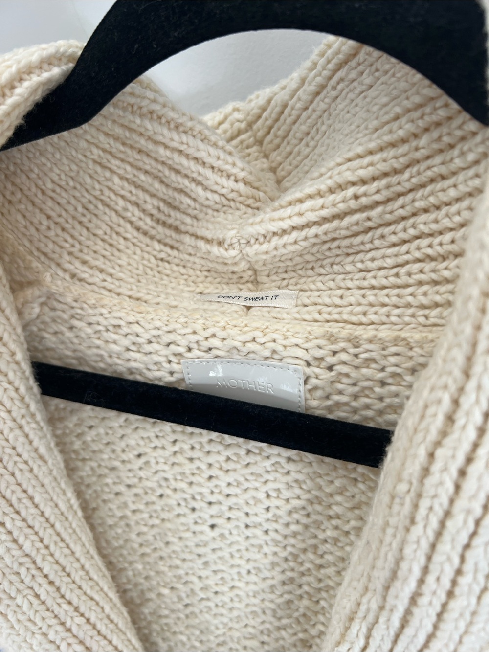 Mother The De Gaulle Shawl Collar Knit Cardigan Sweater Cream Black - Picture 8 of 9